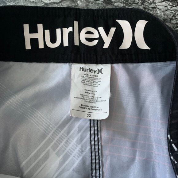 Hurley Striped Graphic Logo Spellout Lightweight Board Shorts - Picture 5 of 11